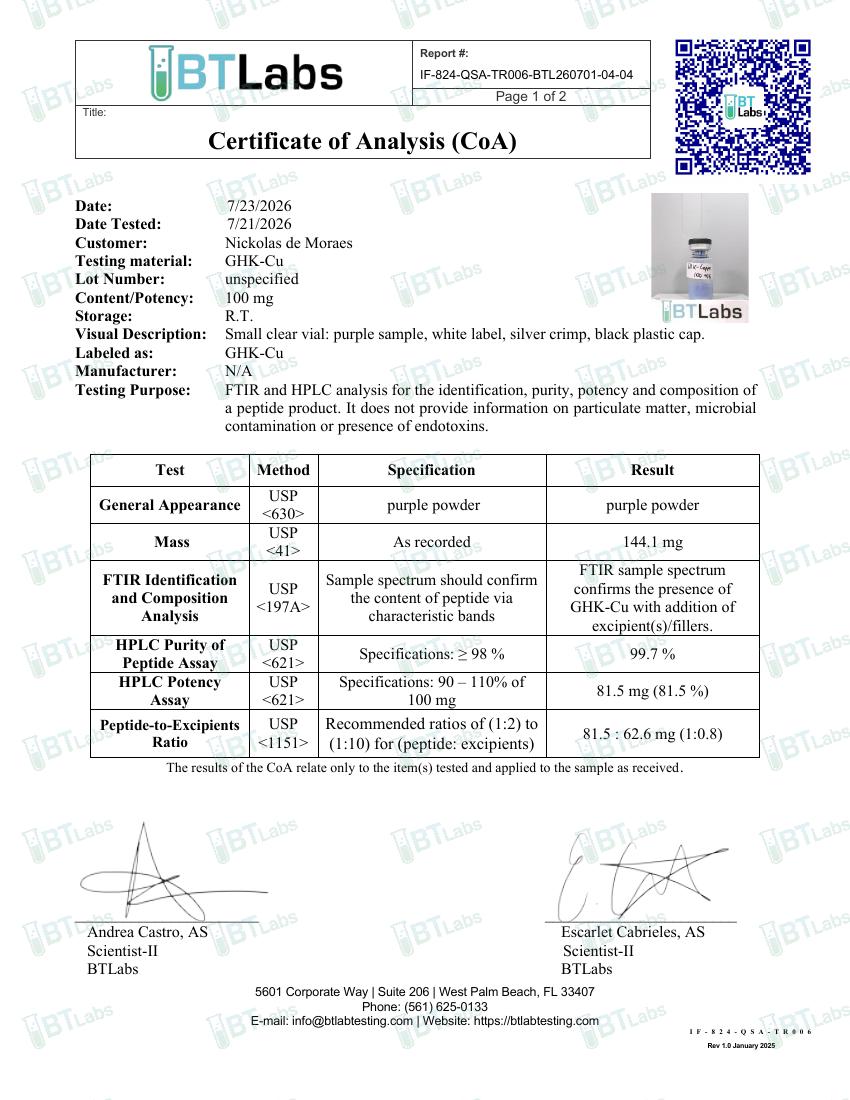 Certificate of Analysis-GHK-CU preview